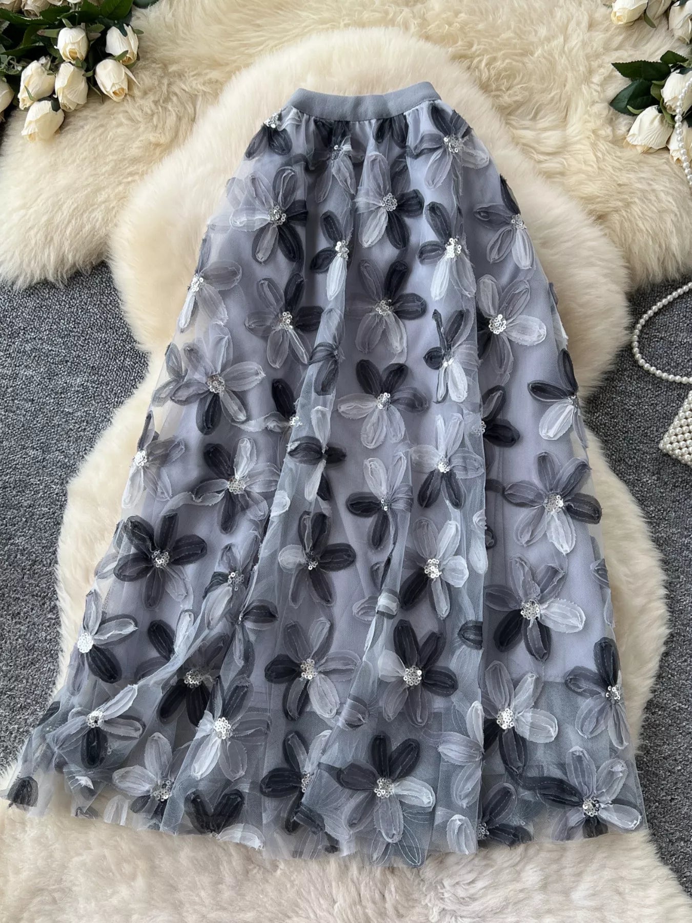 Floral Mesh Skirt