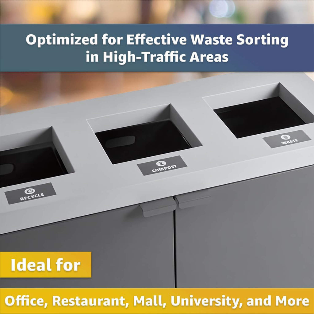 86-Gallon Heavy-Duty Commercial Steel Three-Stream Trash Can Cabinet (SAK80591) – SAKSBY WHOLESALE, view 3