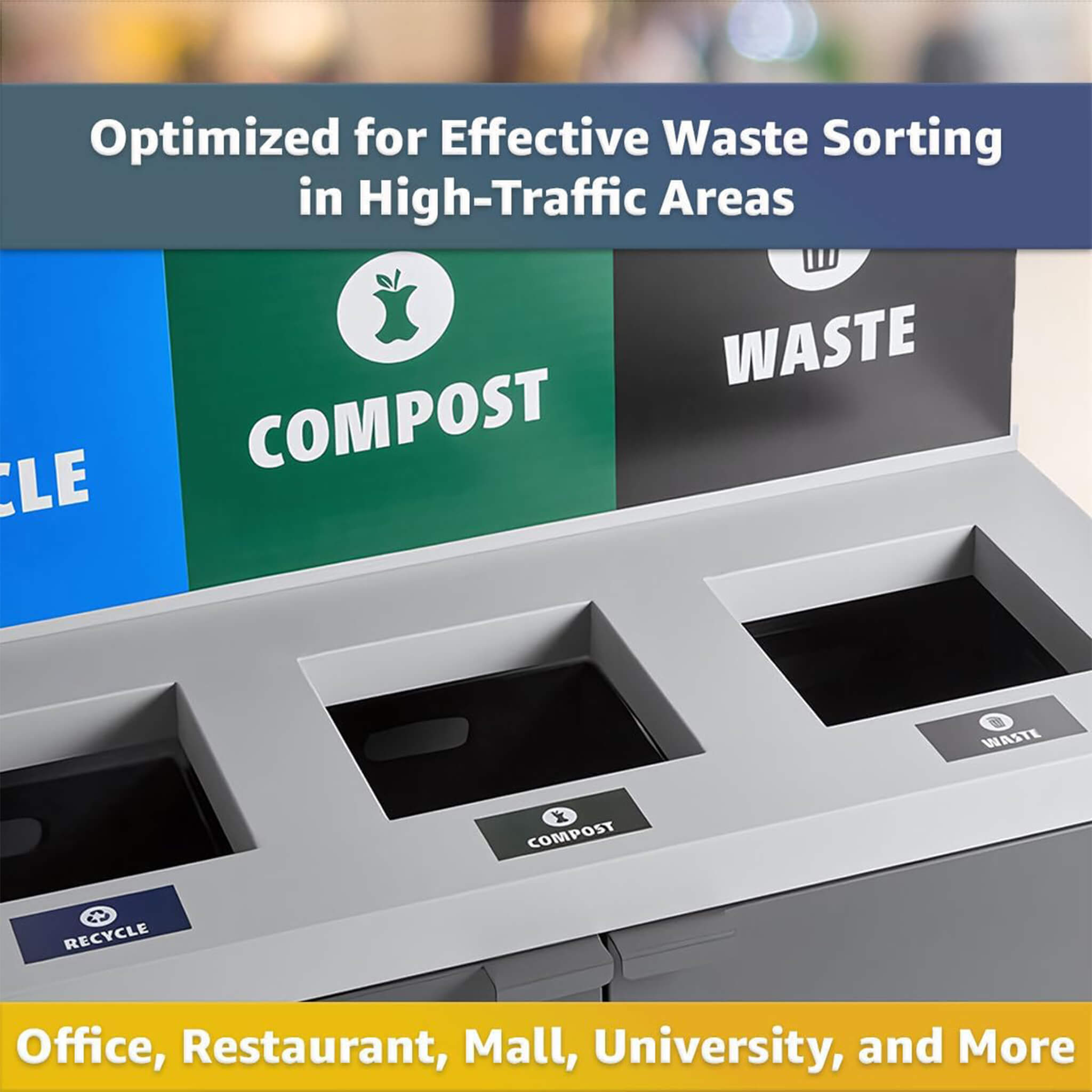 86-Gallon Heavy-Duty Commercial Steel Three-Stream Trash Can Cabinet With Panel (SAK96241) – SAKSBY WHOLESALE, view 3