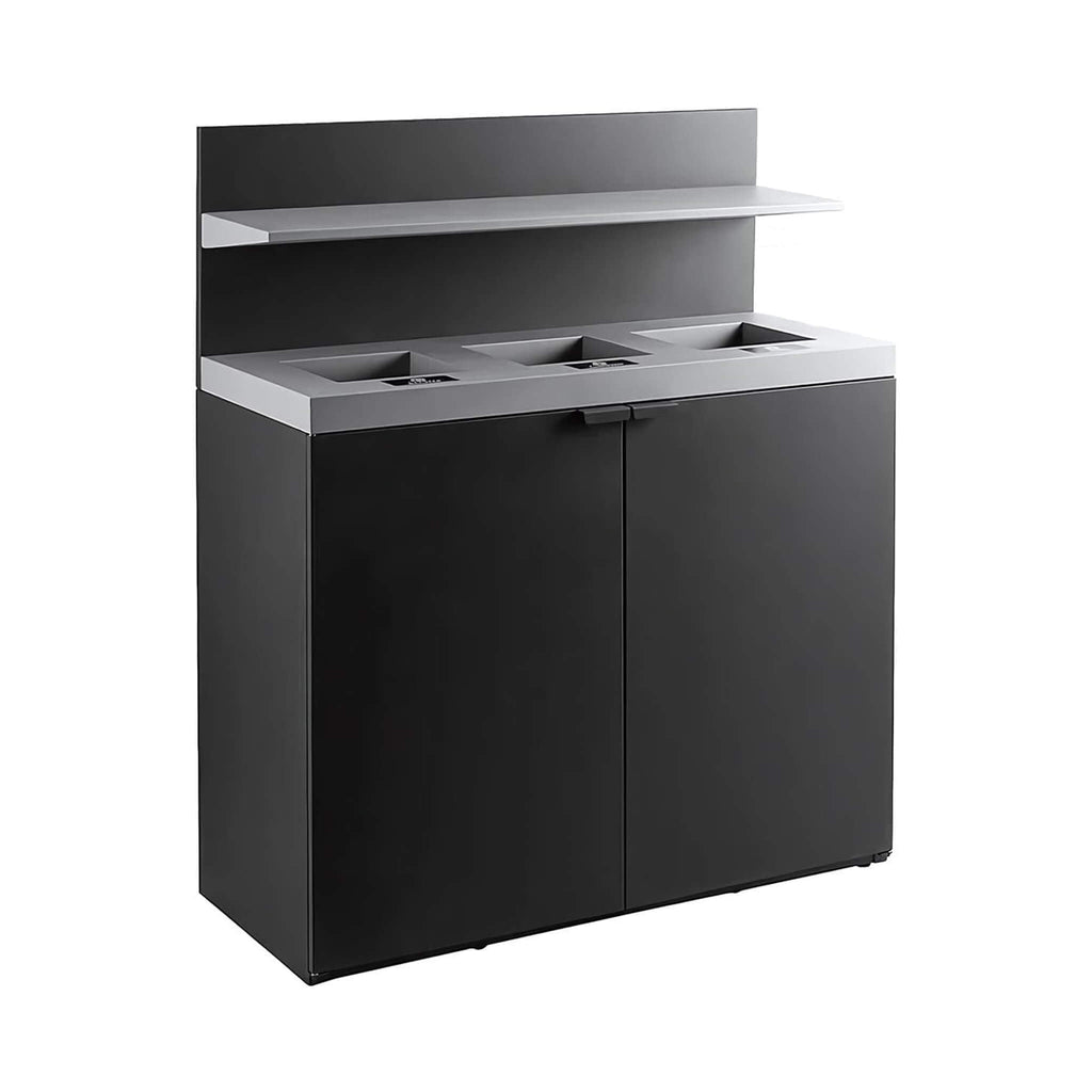 86-Gallon Heavy-Duty Commercial Steel Three-Stream Trash Can Cabinet With Tray Holder (SAK31860) – SAKSBY WHOLESALE