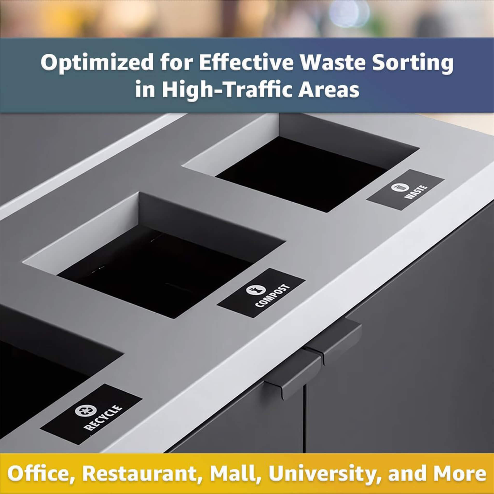 86-Gallon Heavy-Duty Commercial Steel Three-Stream Trash Can Cabinet With Tray Holder (SAK31860) – SAKSBY WHOLESALE, view 3