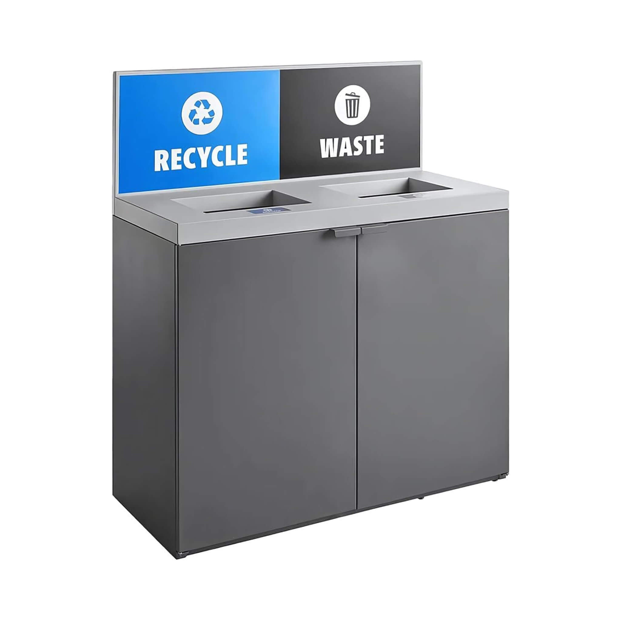 86-Gallon Heavy-Duty Commercial Steel Two-Stream Trash Can Cabinet With Panel (SAK73108) – SAKSBY WHOLESALE