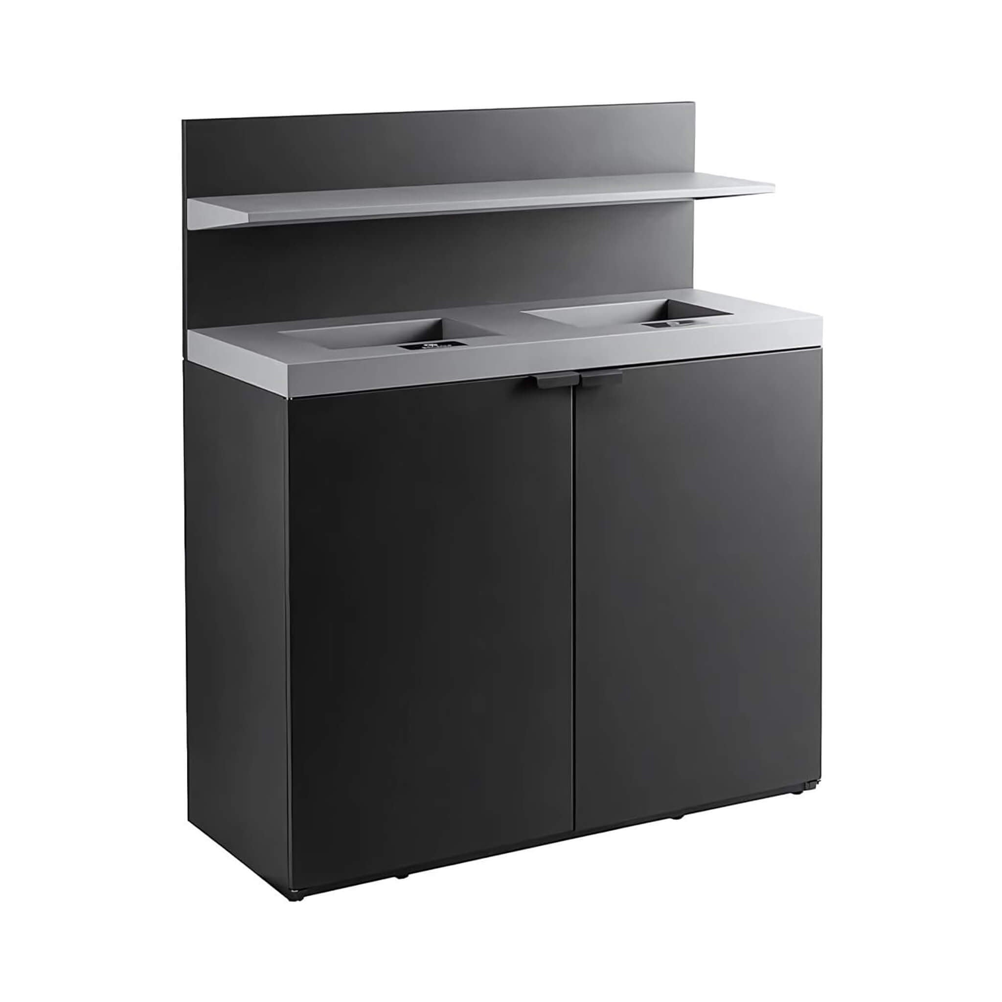 86-Gallon Heavy-Duty Commercial Steel Two-Stream Trash Can Cabinet With Tray Holder (SAK45079) – SAKSBY WHOLESALE