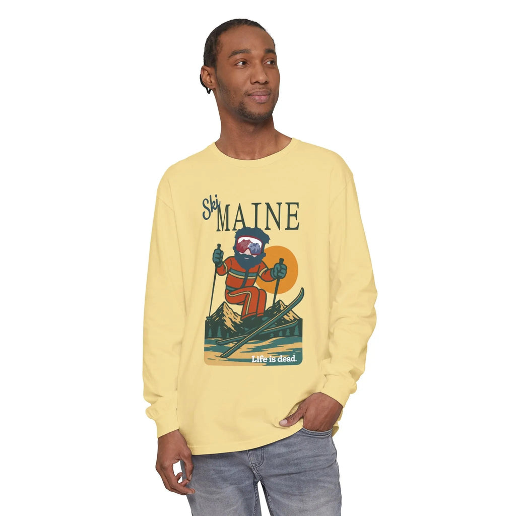 Ski Maine - Life is Dead Mountain Collection Garment-Dyed Long Sleeve T-Shirt