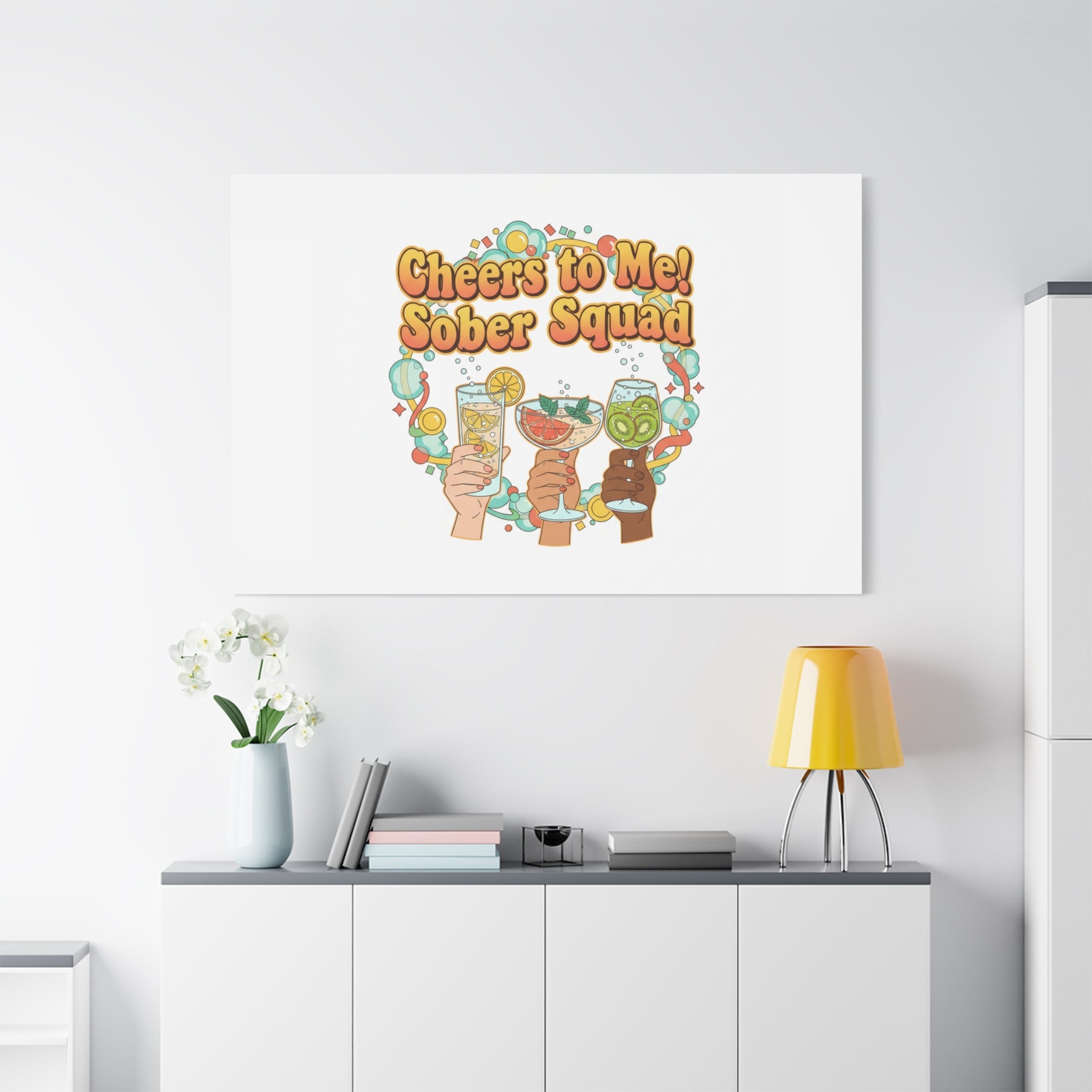 Cheers to Me Sober Squad Canvas | Dry January Mocktail Art
