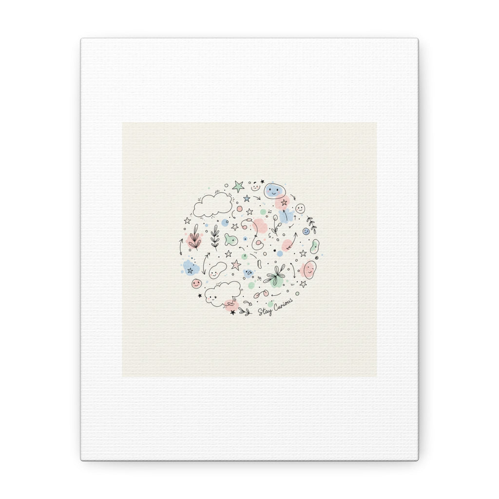 Doodle Circle Line Drawing Matte Canvas, Hand-Drawn Sketch Art