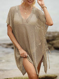 Openwork V-Neck Slit Cover-Up