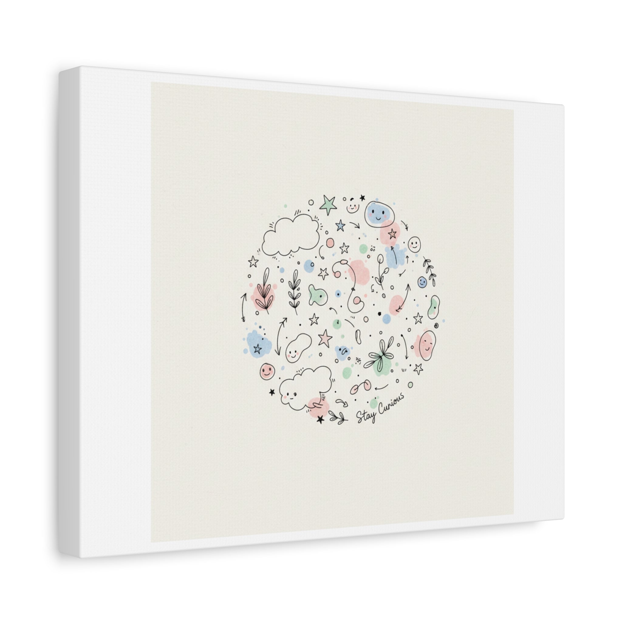 Doodle Circle Line Drawing Matte Canvas, Hand-Drawn Sketch Art