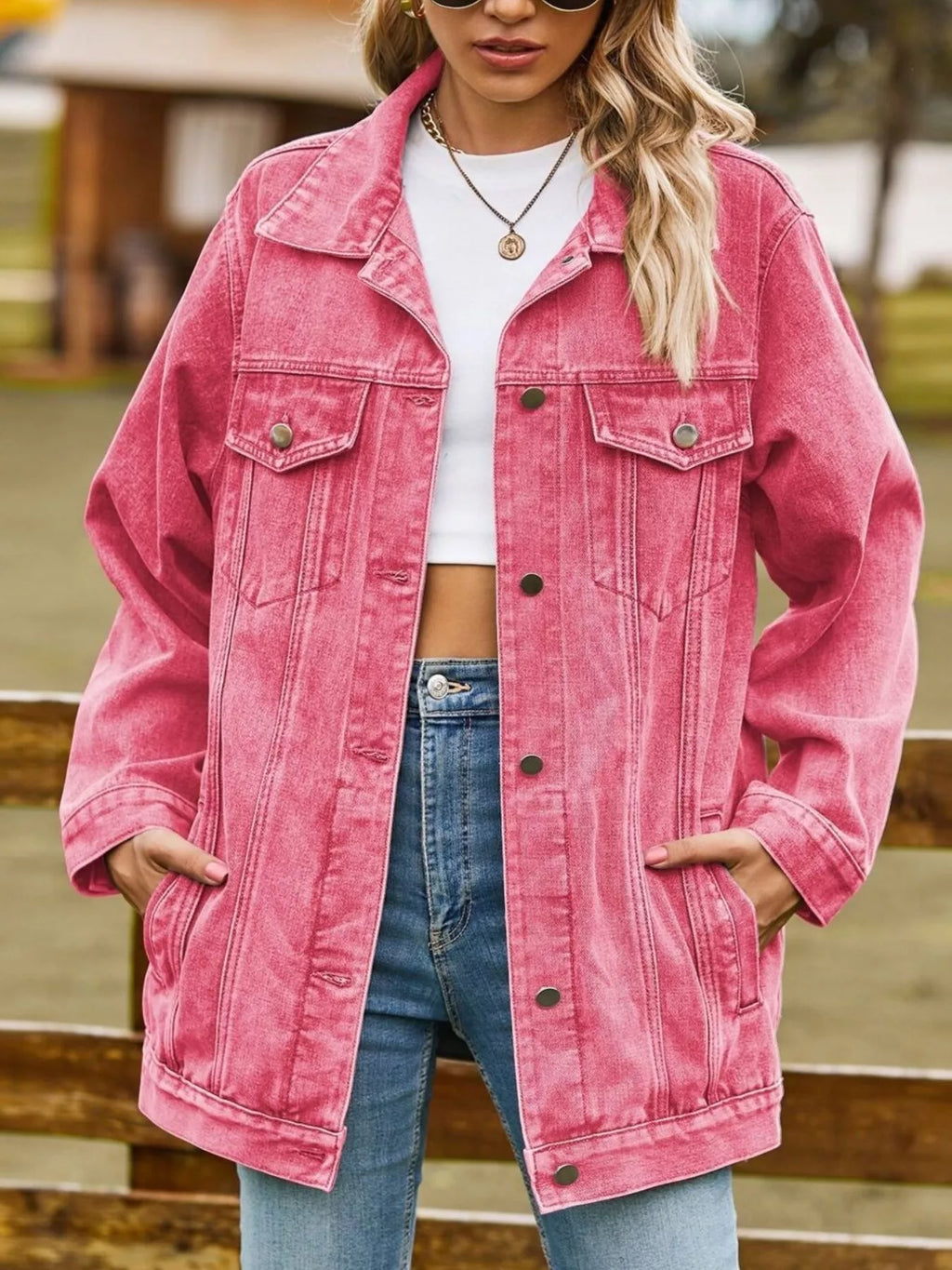 Button Down Washed Denim Jacket