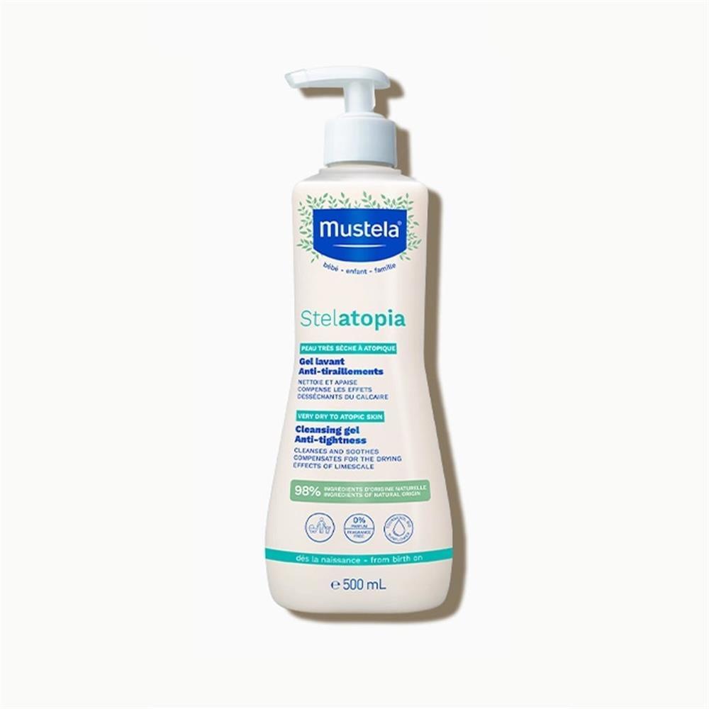 Mustela Stelatopia Cleansing Gel for Dry Skin - Natural, Vegan Baby Skincare, Gentle Cleansing for Infants