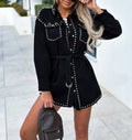 Black Vintage Street Style Studded Denim Jacket
