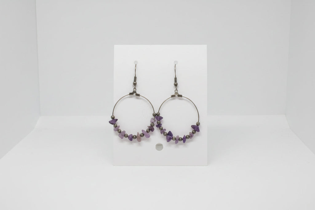 Amethyst hoop drops