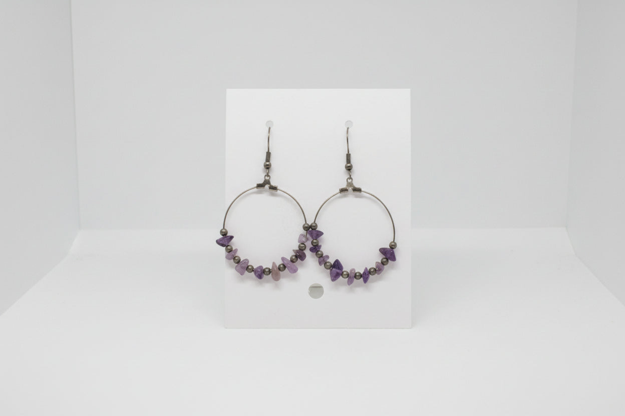 Amethyst hoop drops