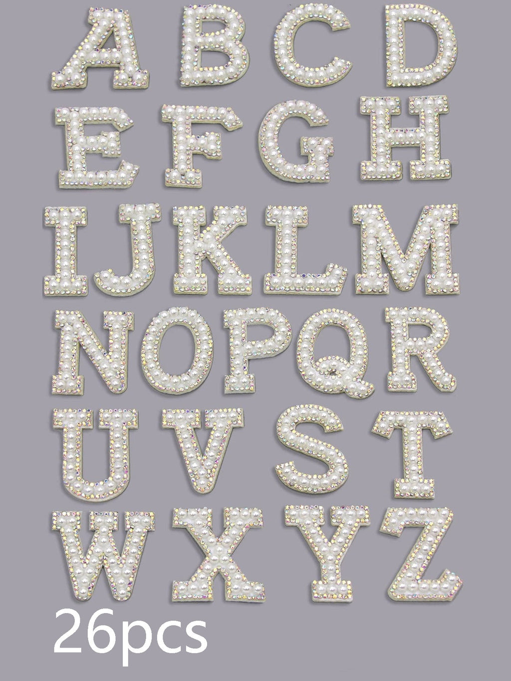 Pearl Rhinestone Cloth Sticker-Letter A-White-2 Pack
