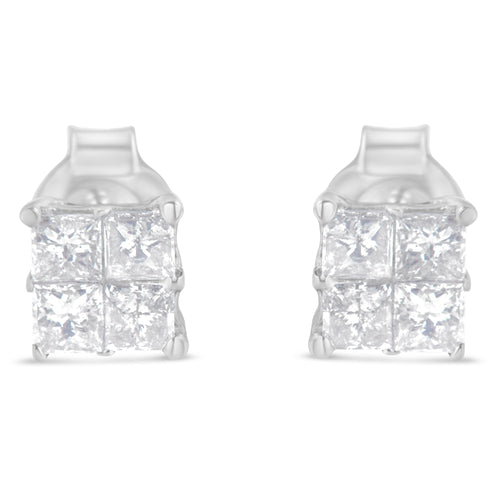 10K White Gold Diamond Stud Earrings (3/4 cttw, H-I Color, SI2-I1 Clarity) by Bids.com