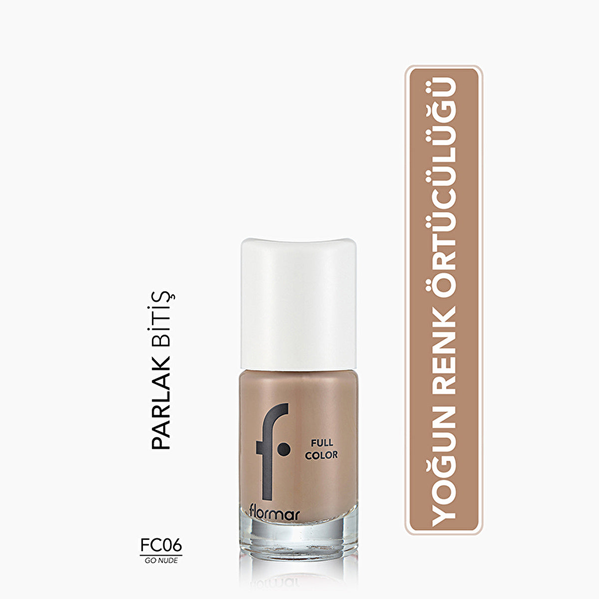 Flormar Full Color Extra Pigmented Nail Polish Go Nude - 0.5 Fl Oz | Long Lasting