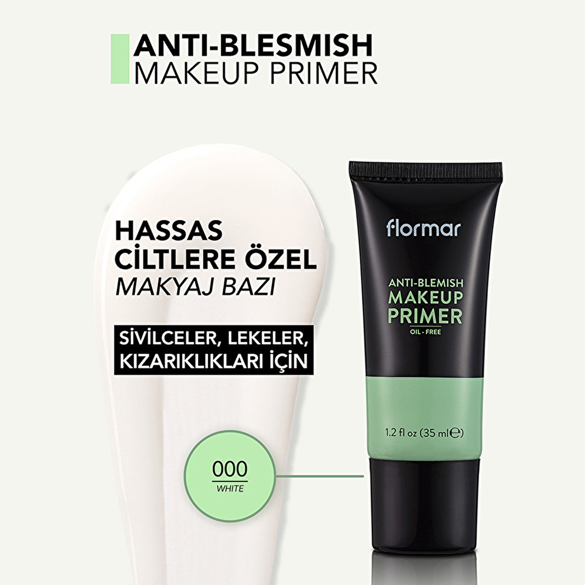 Flormar Anti-Blemish Primer - Redness Control | Oil-Free Formula