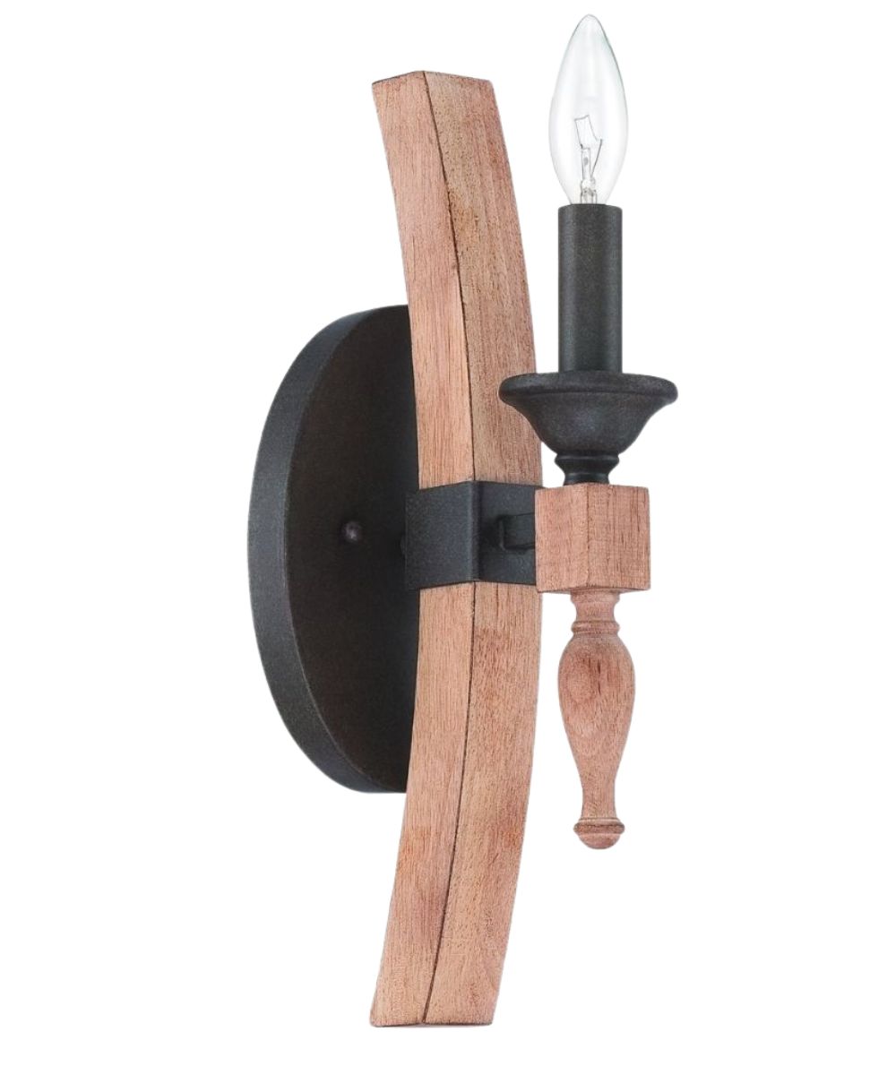 Glenwood 5"W 1-Light Aged Bronze and Distressed Oak Finish Wall Sconce Light Fixture – LampsUSA