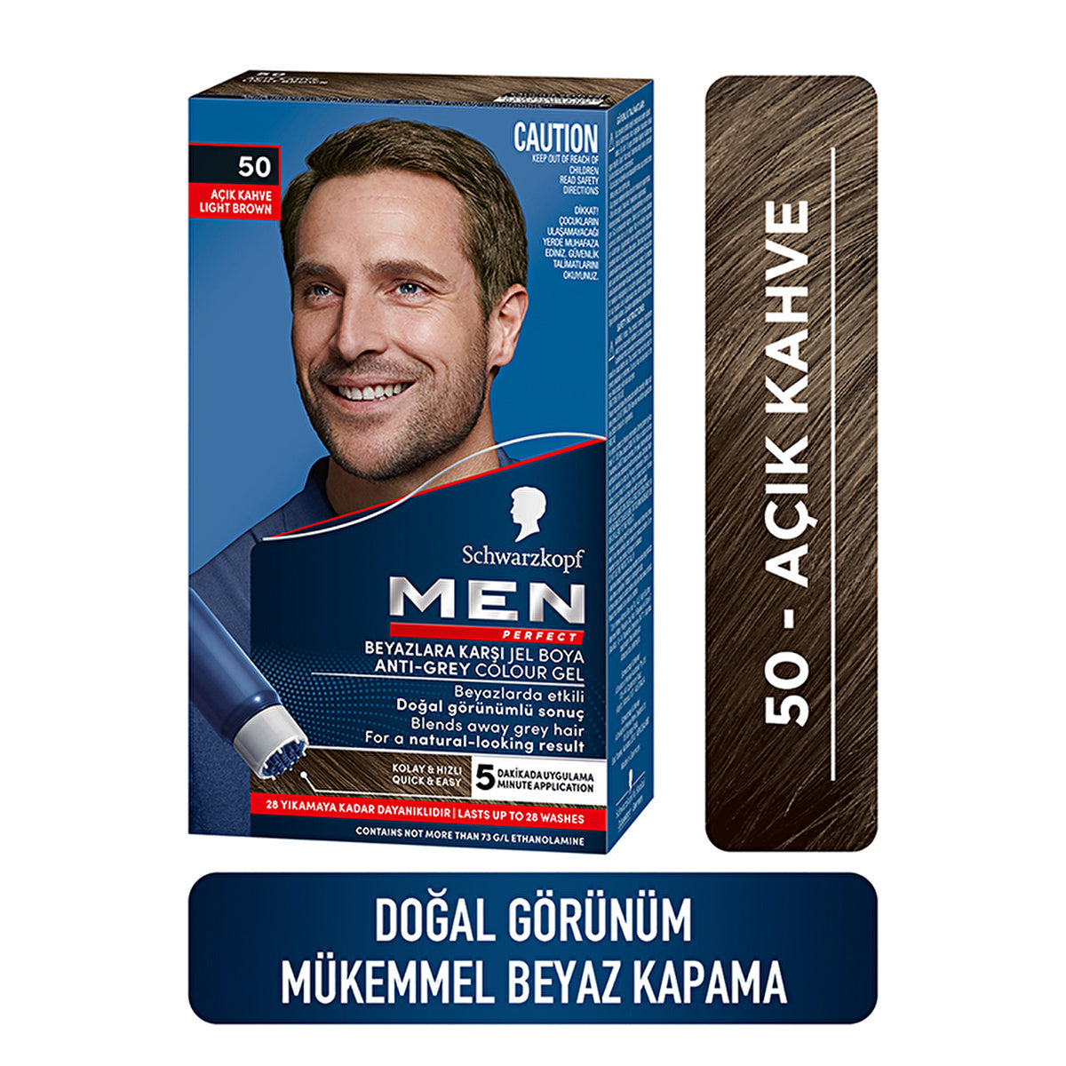 Men Perfect Hair Color 50 Light Brown - Quick Application | Natural Look