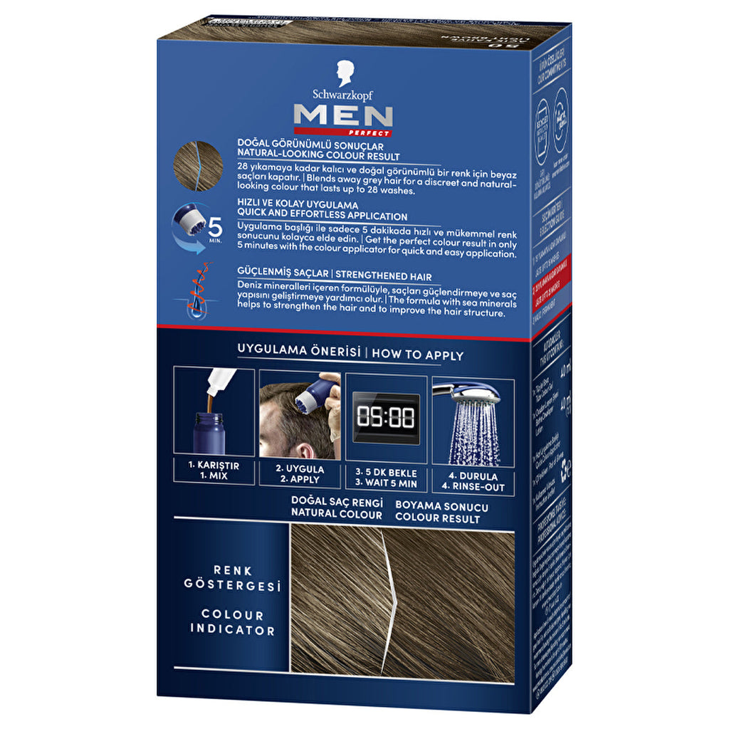 Men Perfect Hair Color 50 Light Brown - Quick Application | Natural Look