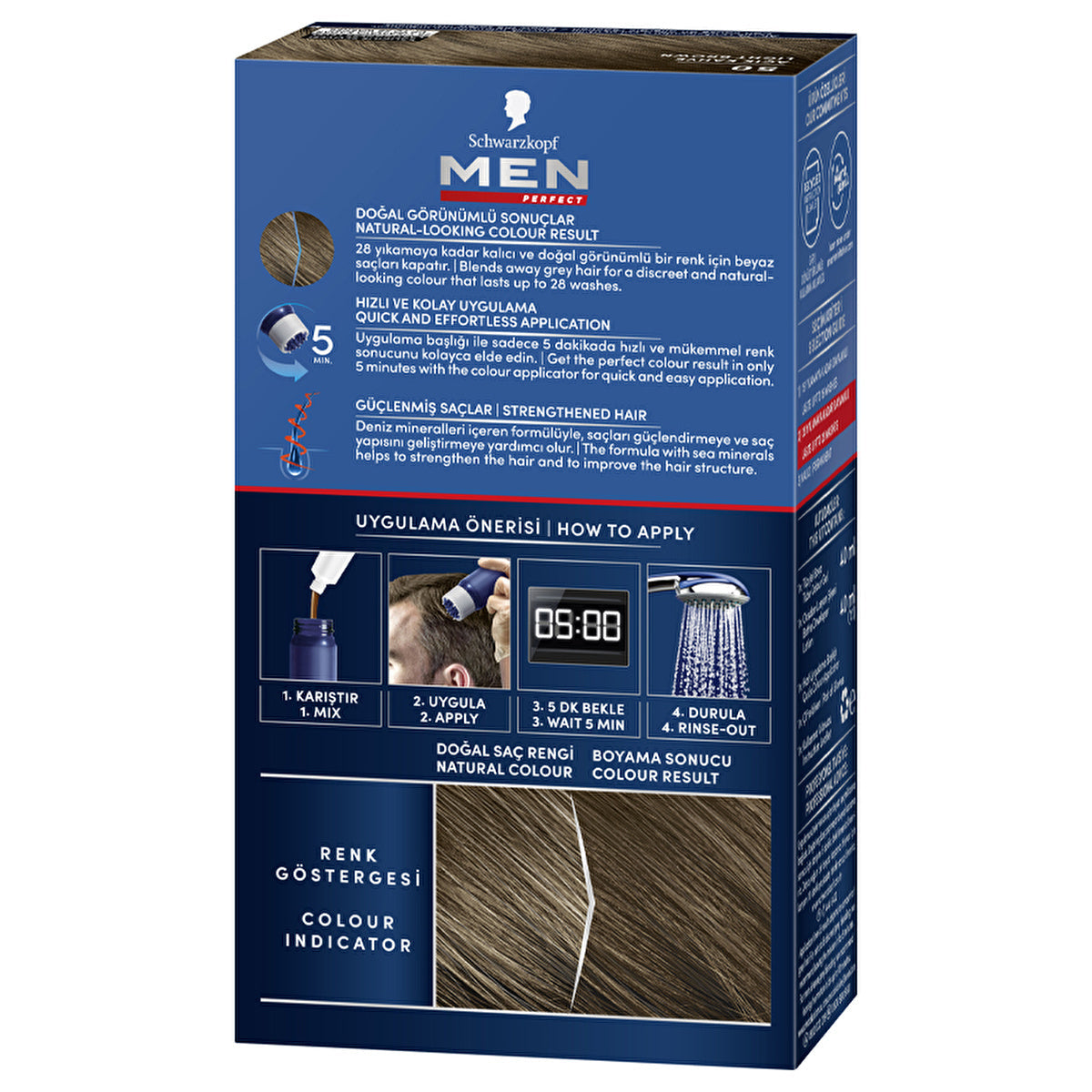 Men Perfect Hair Color 50 Light Brown - Quick Application | Natural Look
