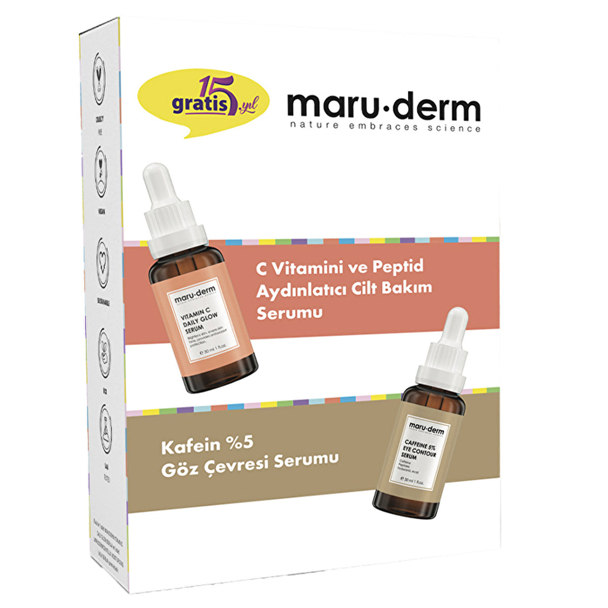 Maruderm Vitamin C Serum & Caffeine Eye Serum Set - 30ml Each | Brightening Care