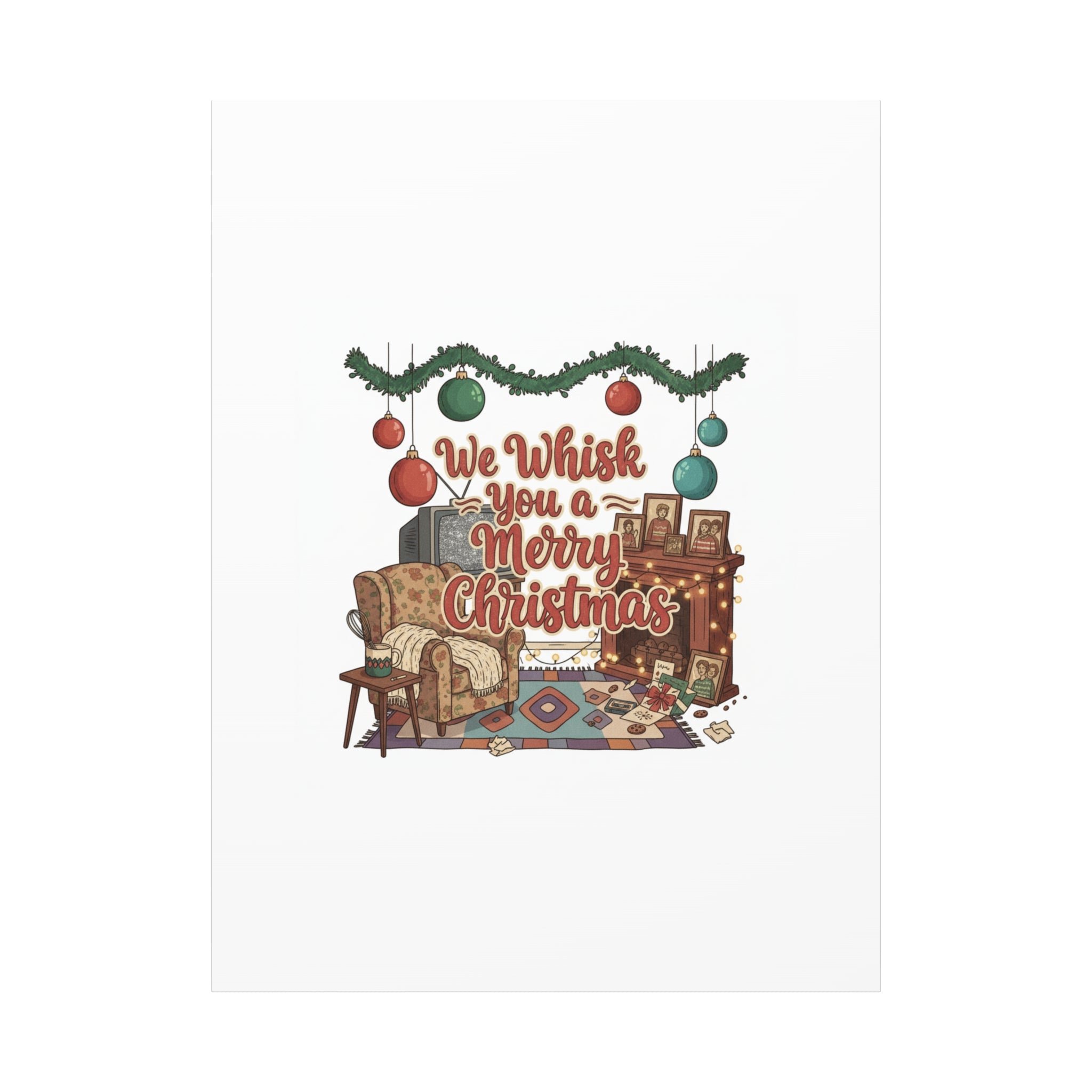 We Whisk You a Merry Christmas Canvas | Retro Christmas Decor, Vintage Holiday Print
