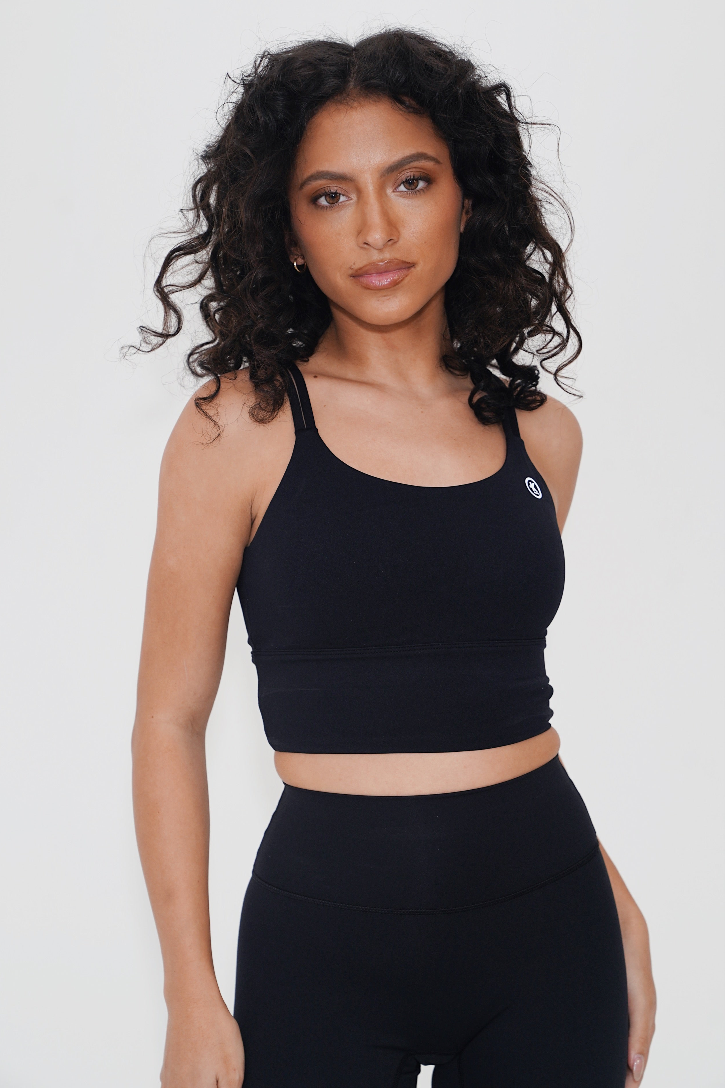 KIMITH BRAND I Am Confident Black Cropped Tank — main product shot