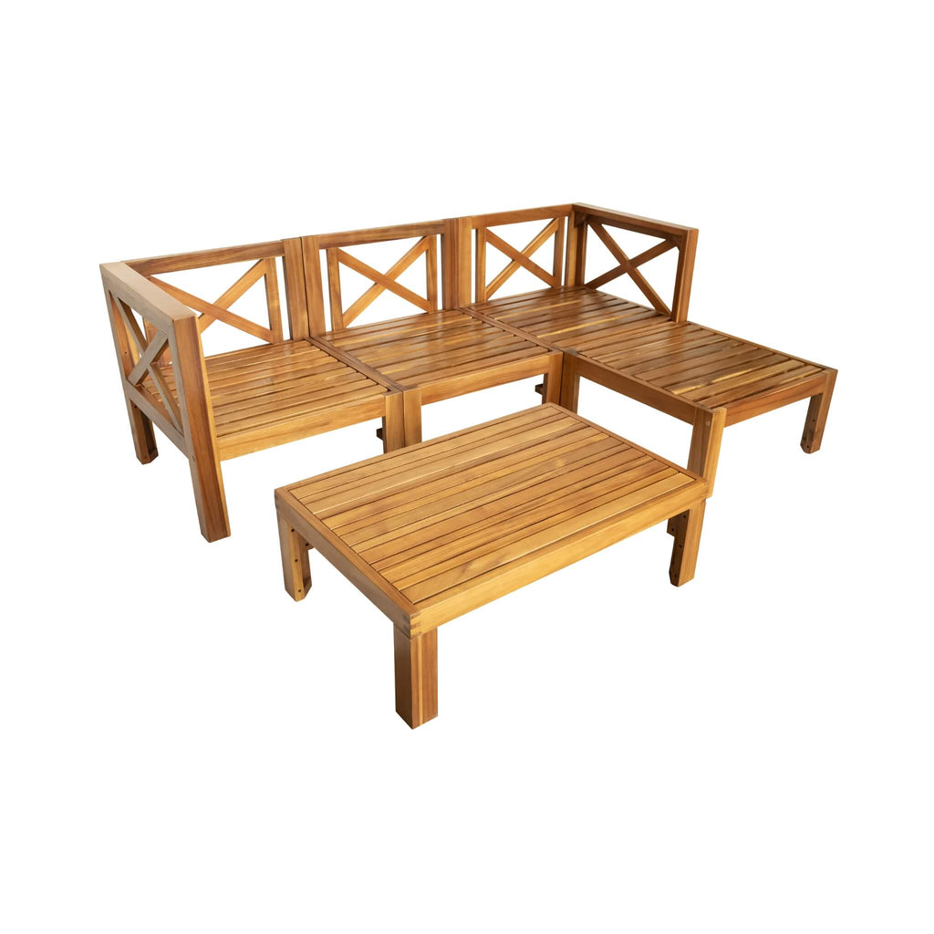Alora 5-Piece Outdoor Patio Wood Sectional Sofa Set With Cushions (SAK31297) – SAKSBY WHOLESALE, view 11