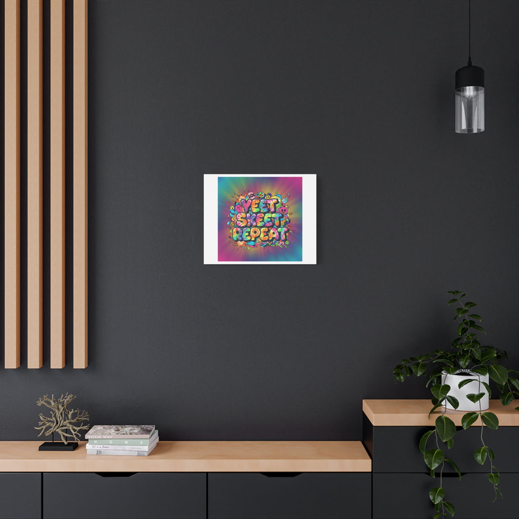 Yeet Skeet Repeat Canvas | Slogan & Glitch Graphic, Meme Phrase Wall Art