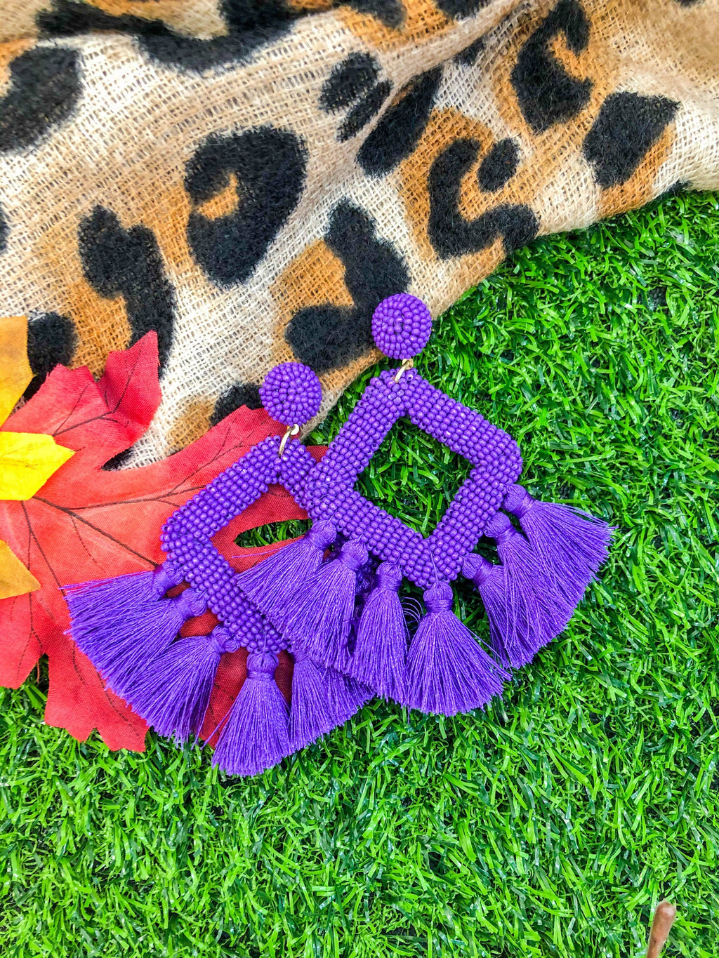 Pretty Little Patriot Pretty Little Patriot Hot Pink Ellie Fringe Drop Earrings — detail shot 8