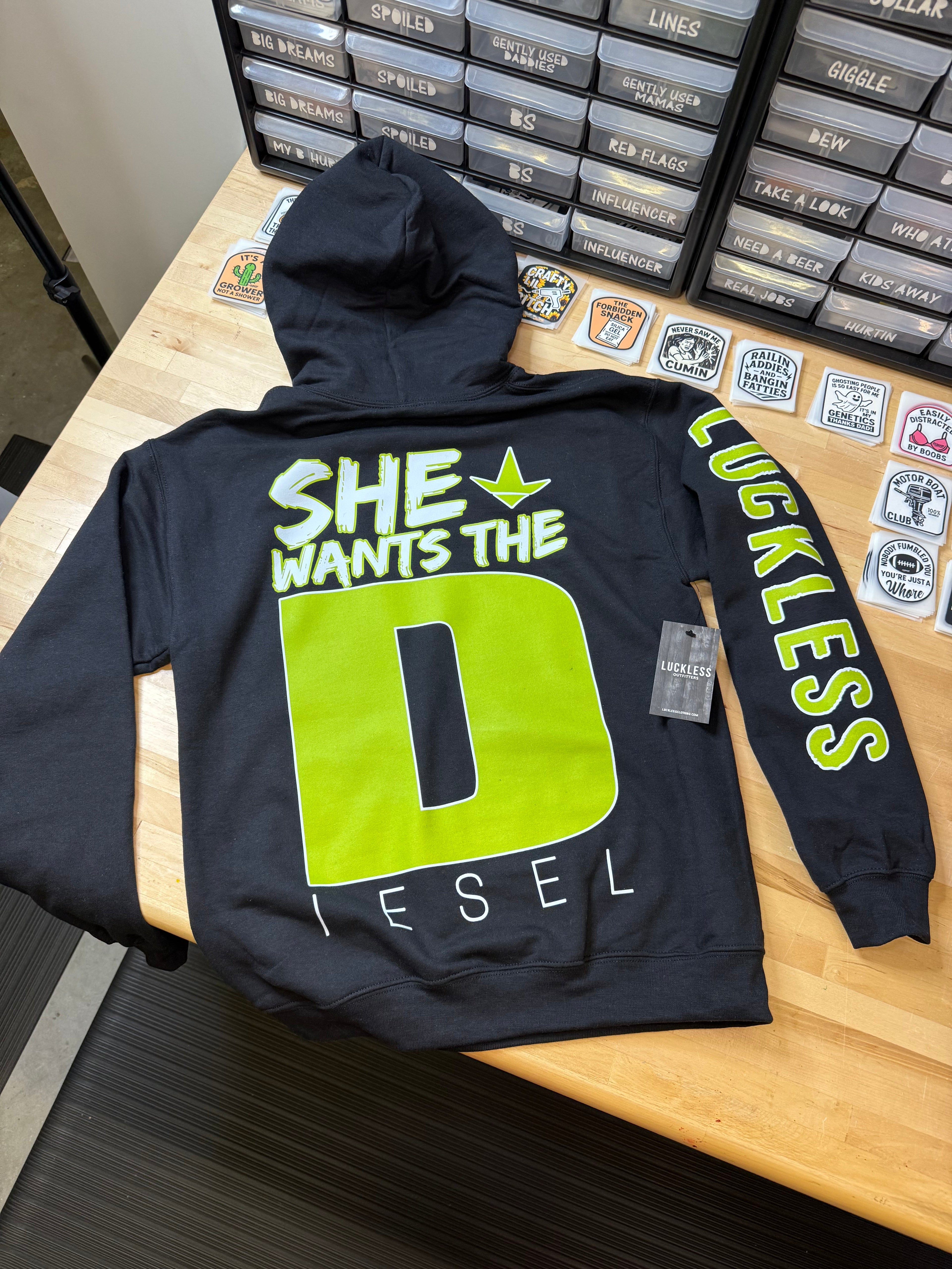 Luckless Outfitters She Wants the Diesel Hoodie — feature highlight