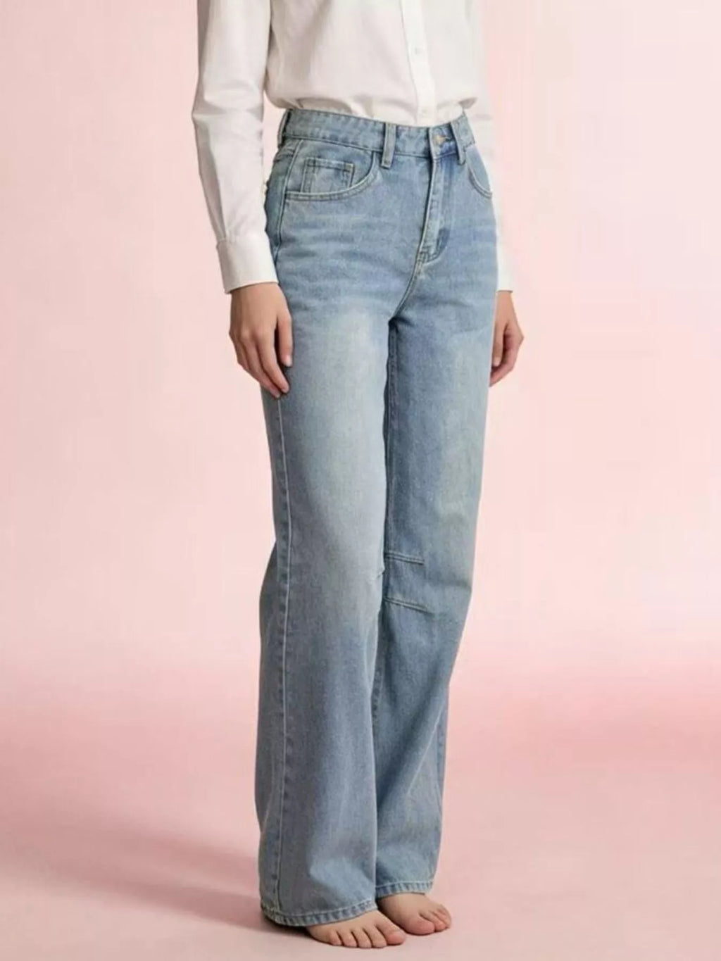 Wide Leg Wash Jeans