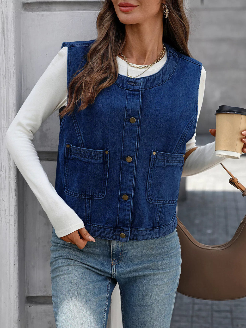 Button-Down Denim Vest