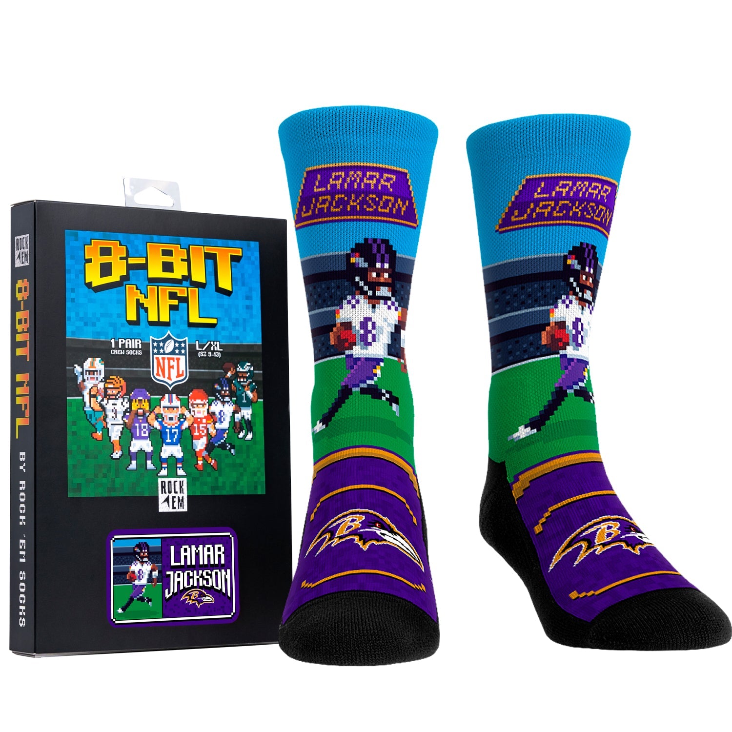 Rock 'Em Socks Lamar Jackson - Baltimore Ravens  - 8-Bit (Box Set) — main product shot
