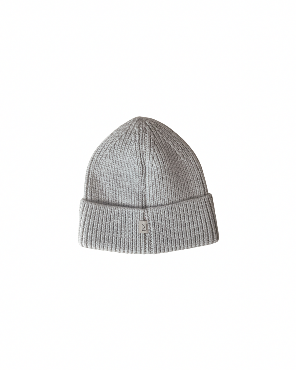 Dear Hayden Merino Wool Beanie in Light Heather Gray — detail close-up
