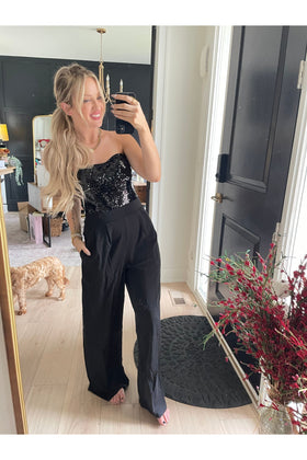 Pretty Little Patriot Black Sequin Jumpsuit