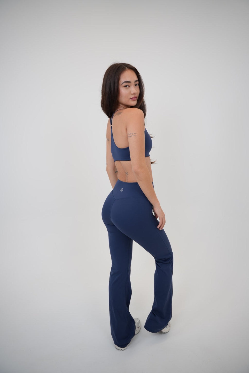 KIMITH BRAND I Live in Luxury Navy Blue Flare Pant — side view