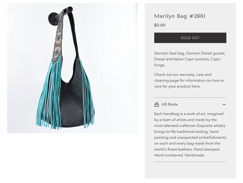 Whiskey Black & Co Heritage Marilyn Bag — Western leather construction detail