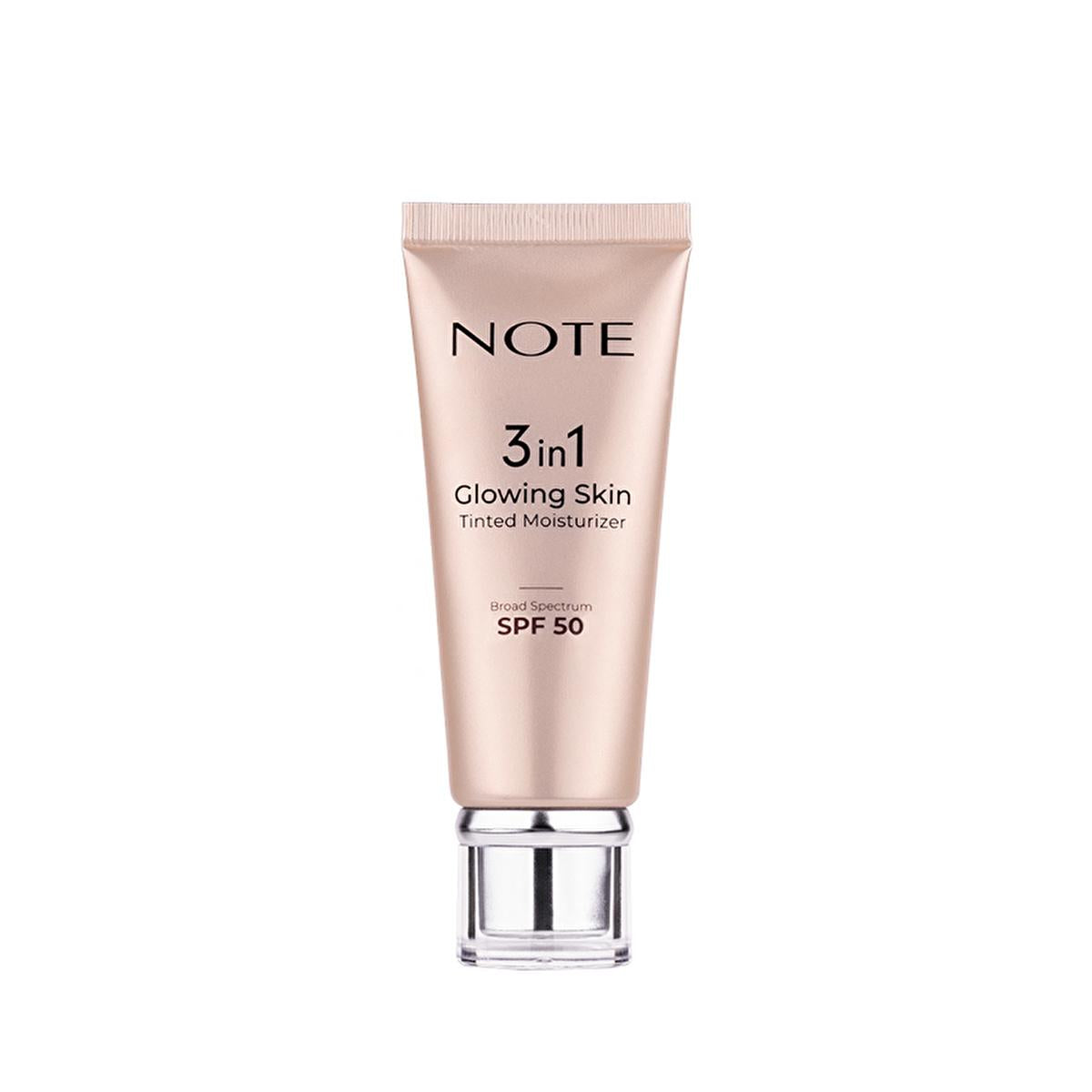 Note Cosmetics Tinted Moisturizer SPF 50 - Glowing Skin Cream, Light Coverage, Hydrating, and Sun Protection