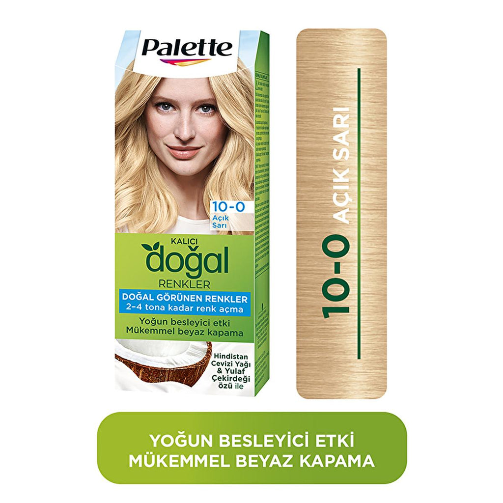Palette Natural Light Blonde Hair Dye 10-0 - Permanent, Natural Ingredients Enriched Formula