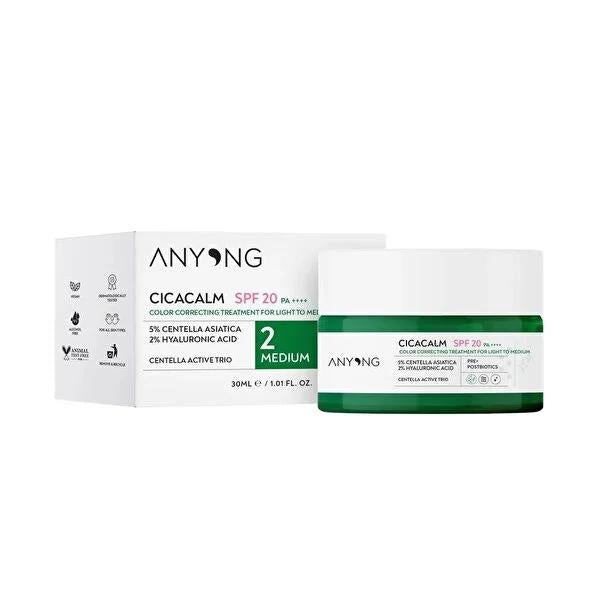 Anyong Cica Tiger Grass Ton E_itleyici Moisturizing Cream with SPF 20, Even Skin Tone & Anti-Redness, Hyaluronic Acid & Niacinamide - Lightweight, Non-Greasy, 1.01 fl oz