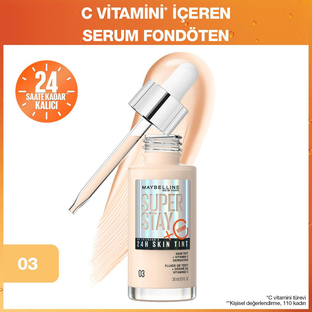 Maybelline Super Stay Skin Tint Foundation: Vitamin C for Radiant, Healthy Skin & Long-Lasting Complexion Perfection