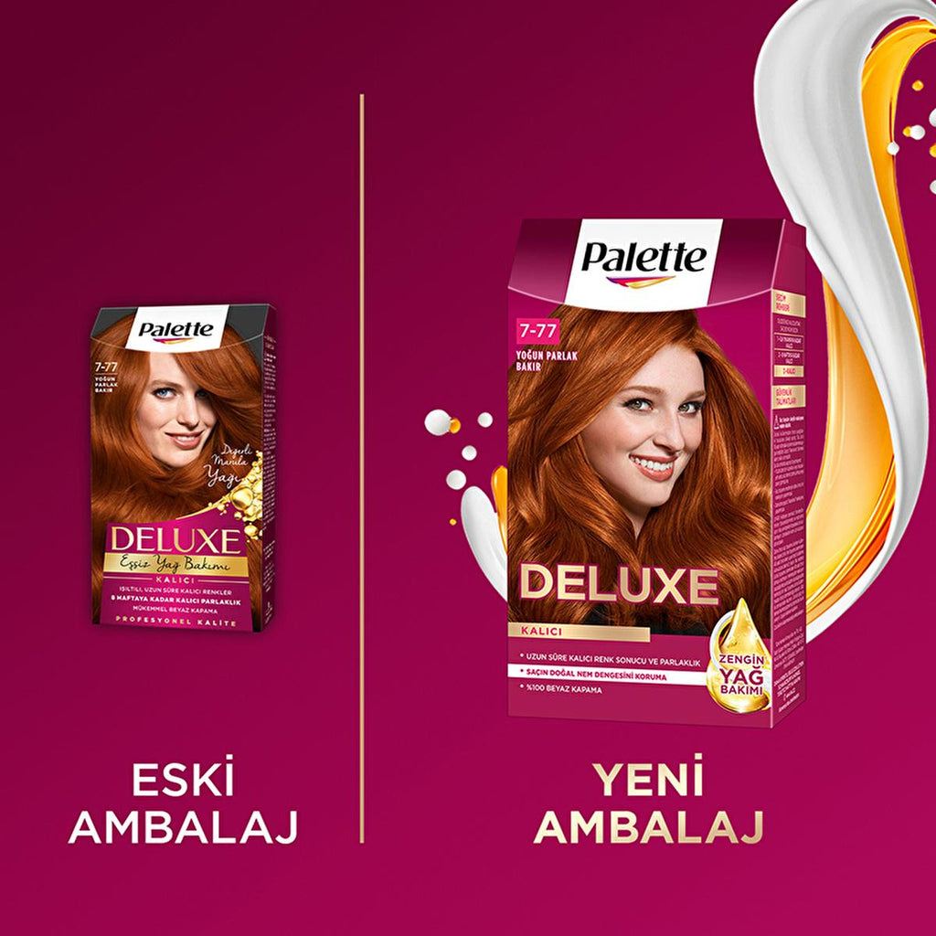 Palette Deluxe Intense Copper Hair Dye 7-77 - Long-Lasting, Nourishing Hair Color