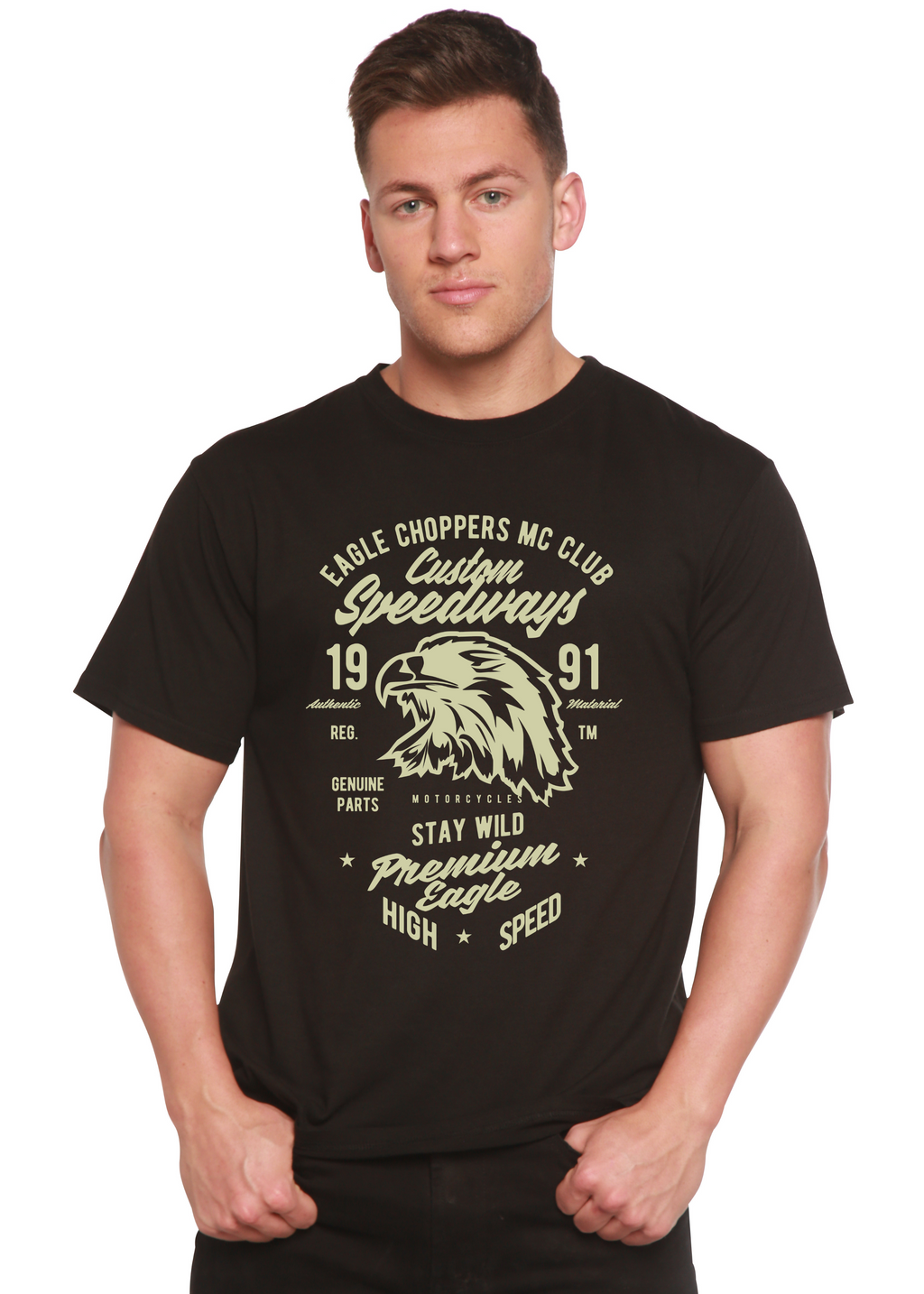 Spun Bamboo Custom Speedways Premium Eagle Men's Bamboo Viscose/Organic Cotton Short Sleeve Graphic T-Shirt — main product sh