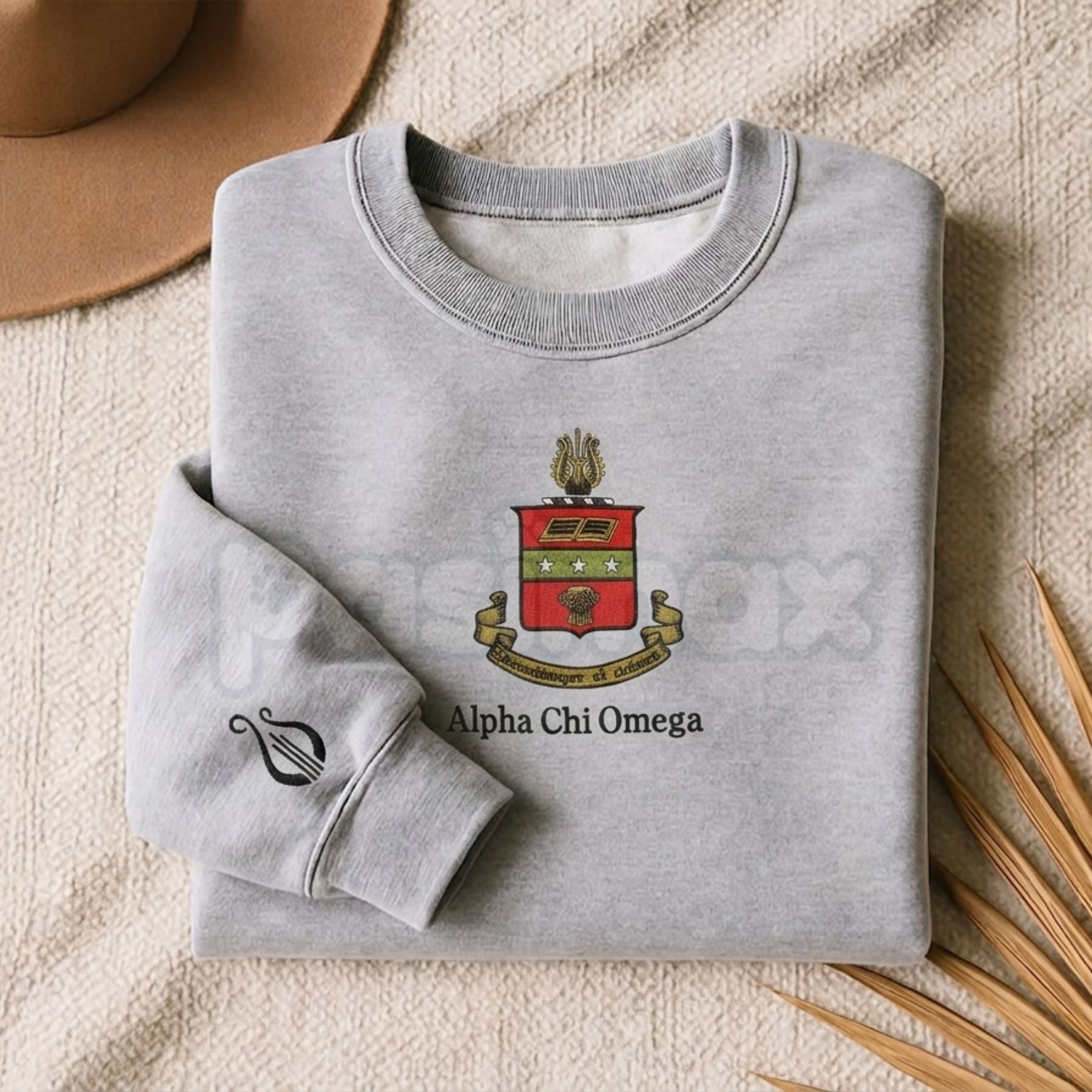 Pasimax Custom Embroidered Sorority Sweatshirt – Classic Greek Letter Crewneck — detail close-up