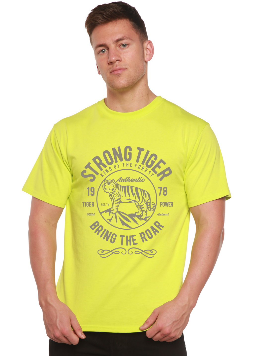 Spun Bamboo Strong Tiger Spun Bamboo® Men's Bamboo Viscose/Organic Cotton Short Sleeve Graphic T-Shirt — size reference