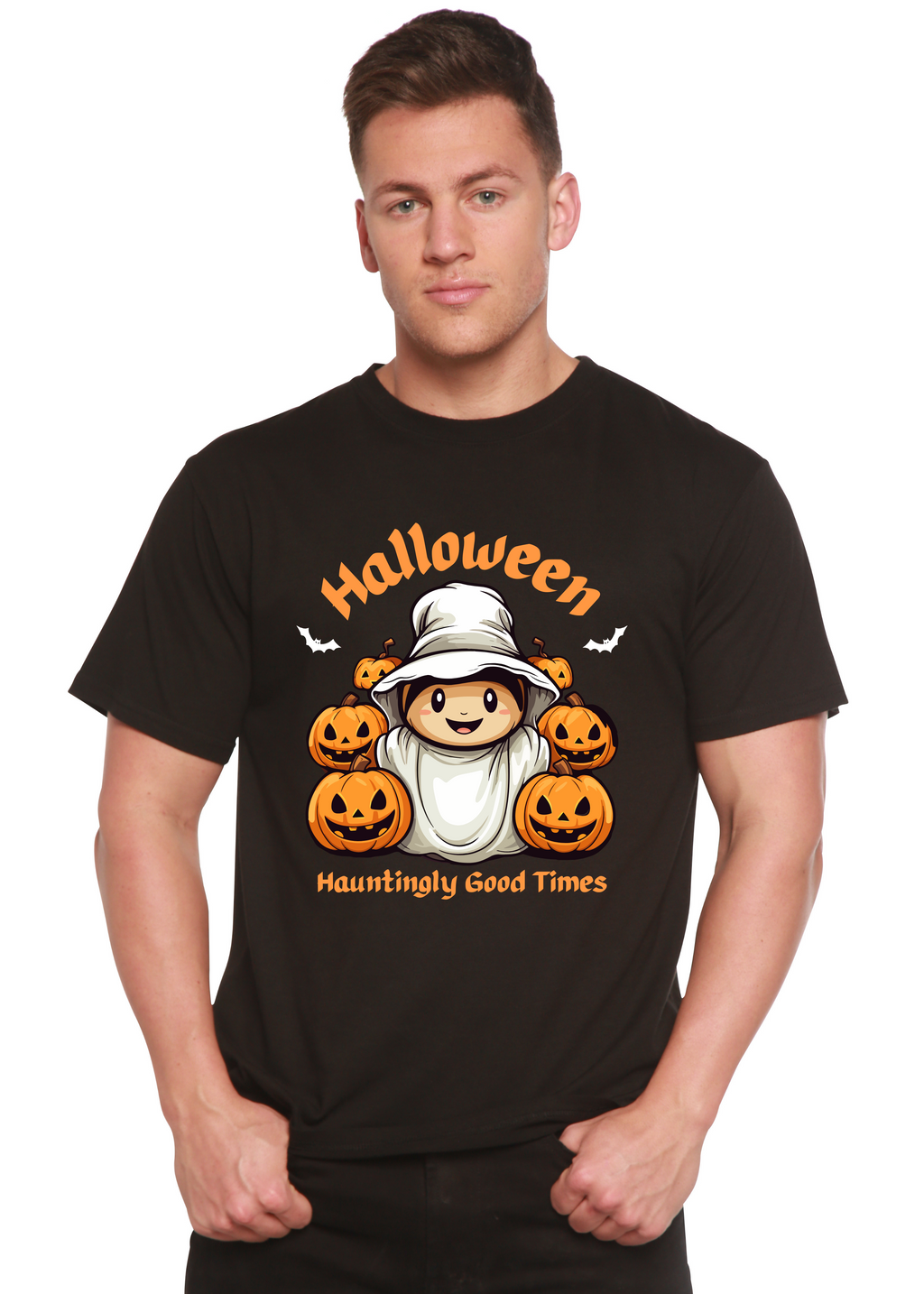 Spun Bamboo Halloween Hauntingly Good Times Day Men's Bamboo Viscose/Organic Cotton Short Sleeve Graphic T-Shirt — main produ