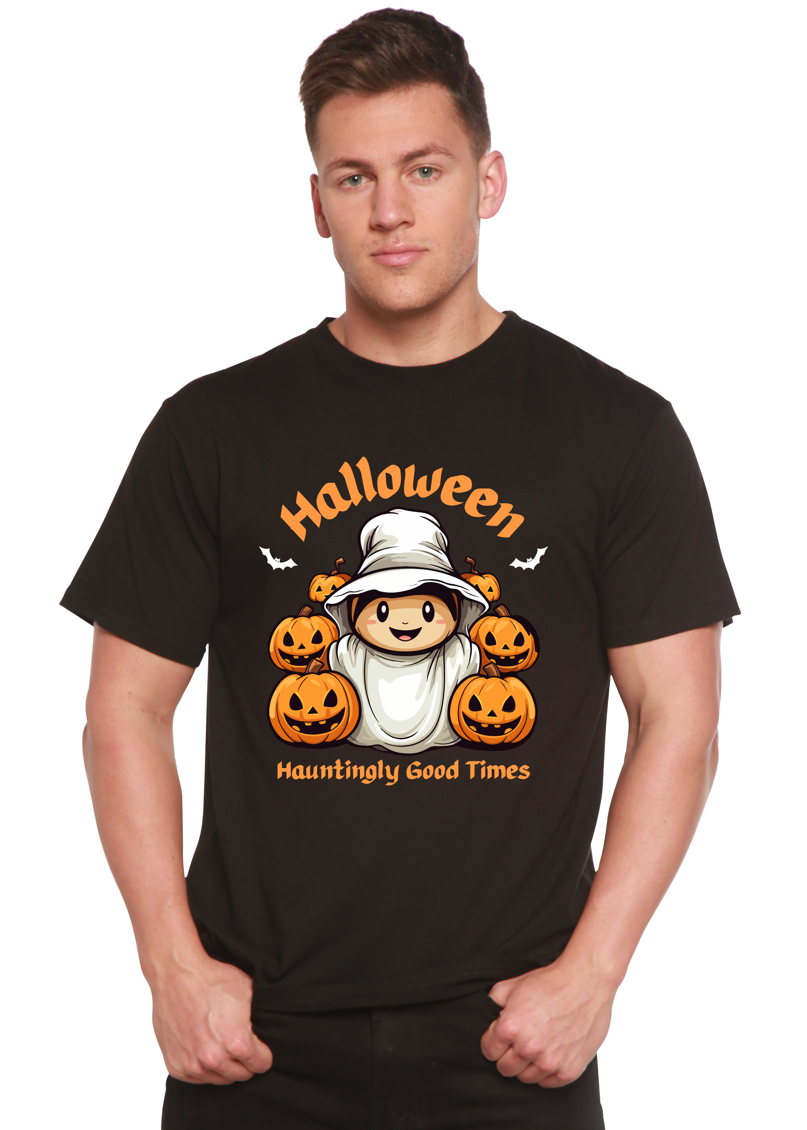 Spun Bamboo Halloween Hauntingly Good Times Day Men's Bamboo Viscose/Organic Cotton Short Sleeve Graphic T-Shirt — main produ