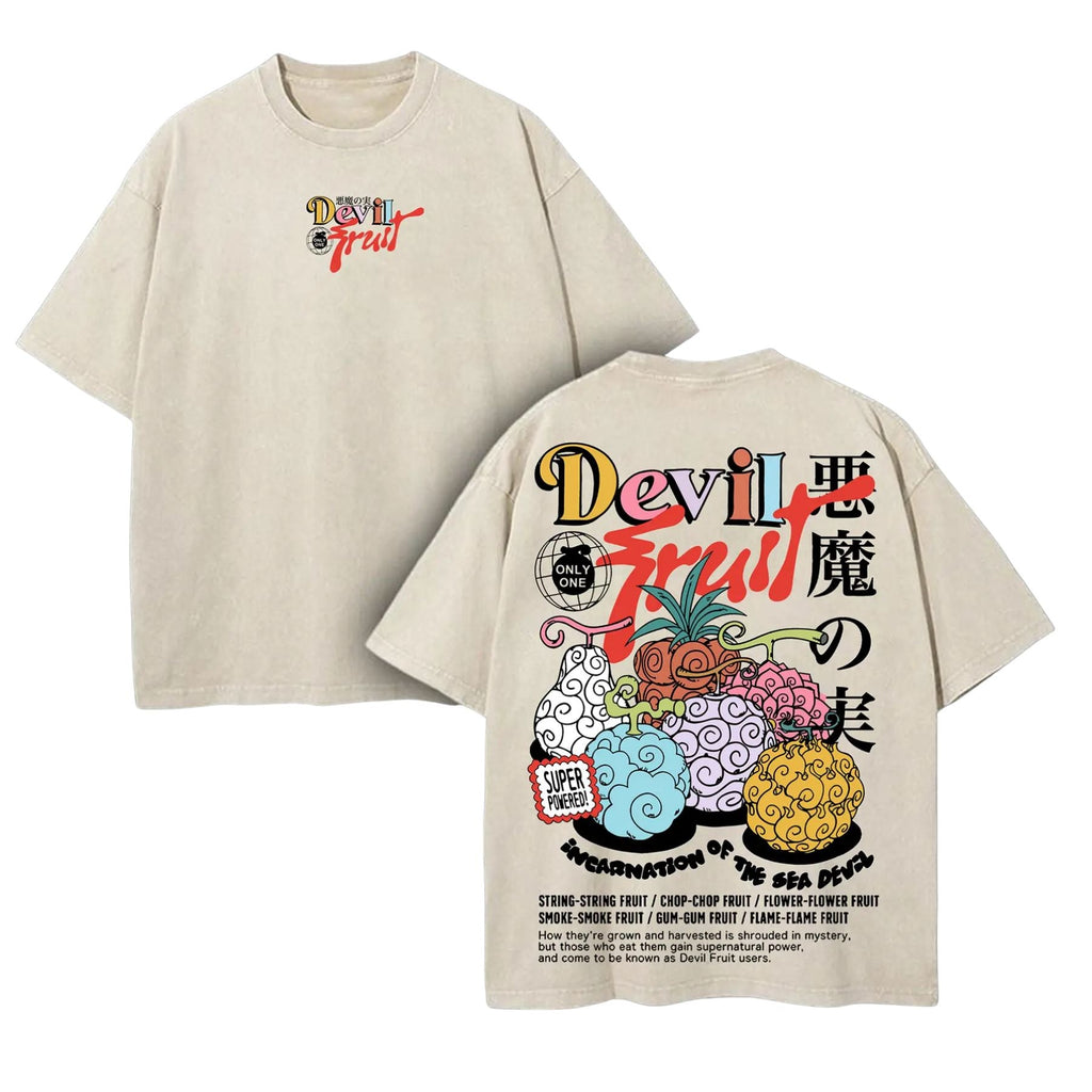 Pasimax Devil Fruit One Piece Washed Tee — size reference